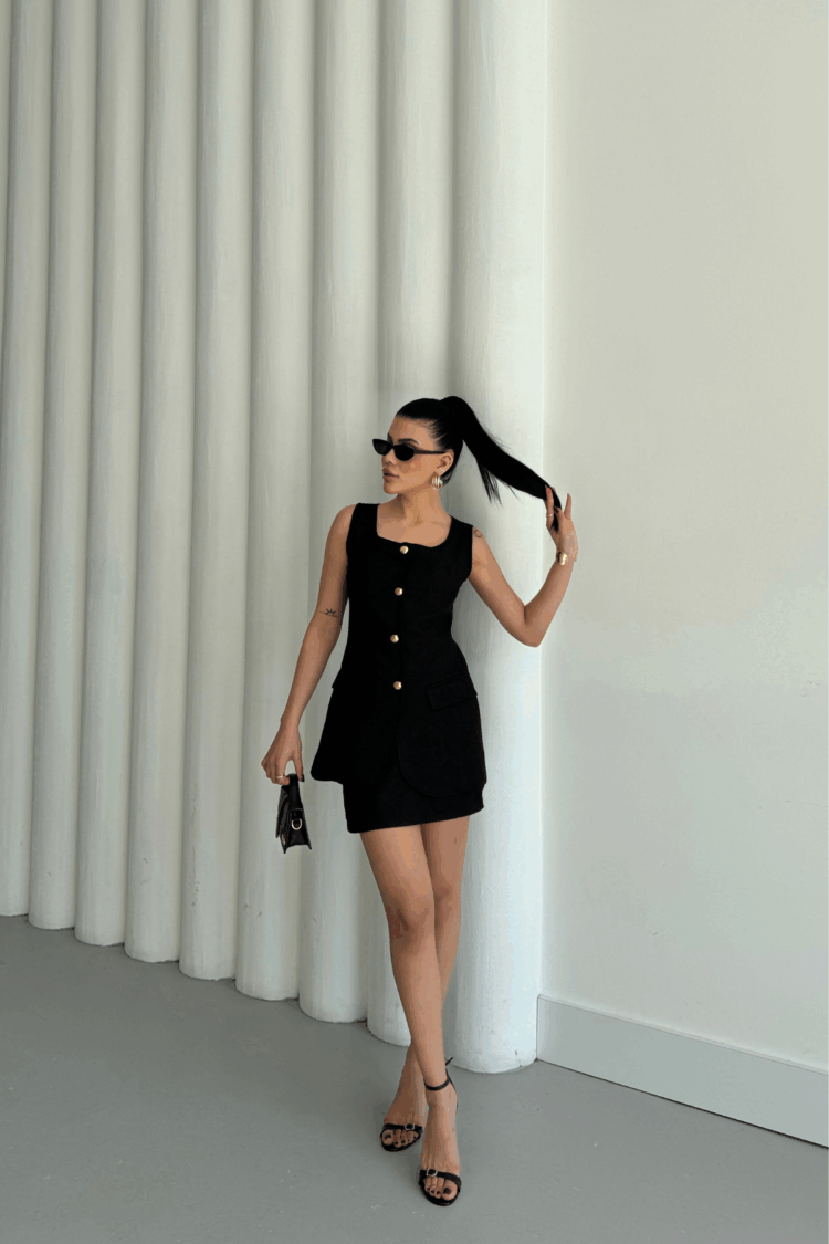 Jacquard Linen Vest Short Skirt Set