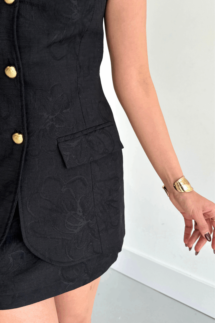 Jacquard Linen Vest Short Skirt Set