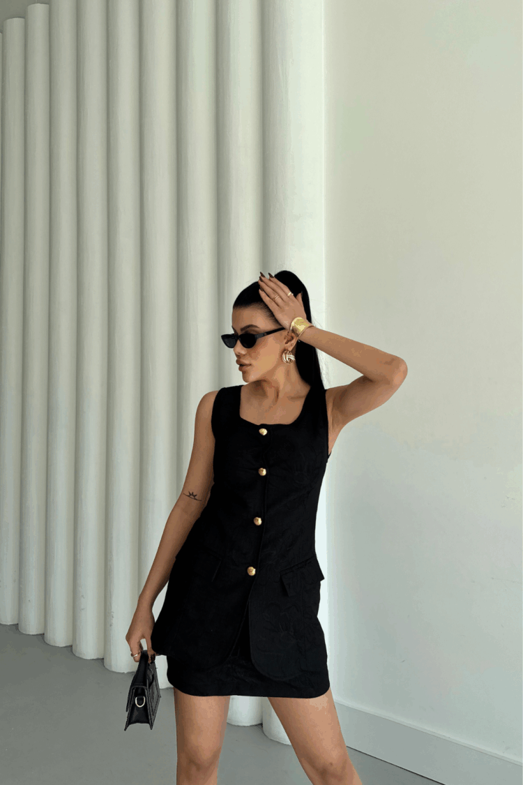 Jacquard Linen Vest Short Skirt Set