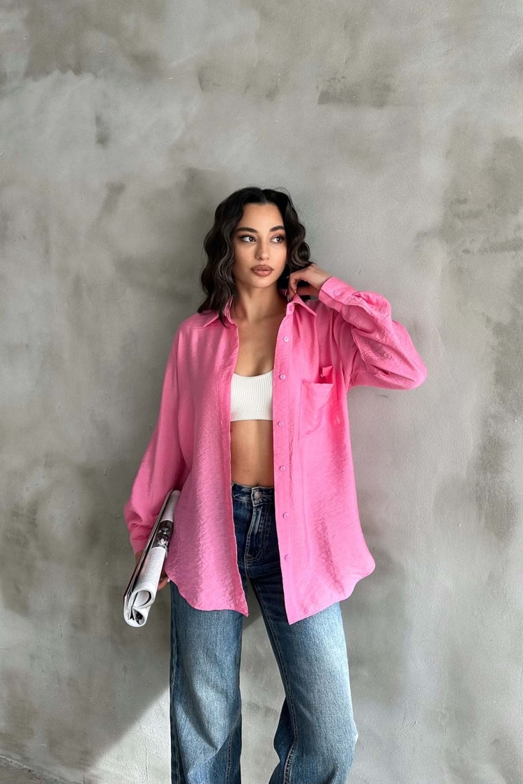 Tensel Oversize Shirt - Radica Fashion - Globality Store - Women Clothes Wholesale Turkey