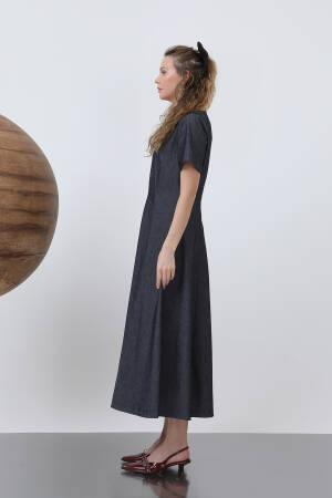 Women's Denim Open Midi Dress - SOUL - Globality Store - Women Clothes Wholesale Turkey
