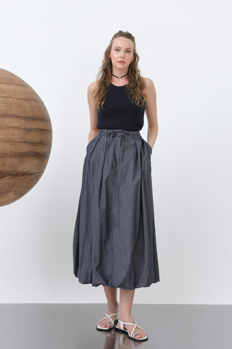 Denim Balloon Skirt - SOUL - Globality Store - Women Clothes Wholesale Turkey