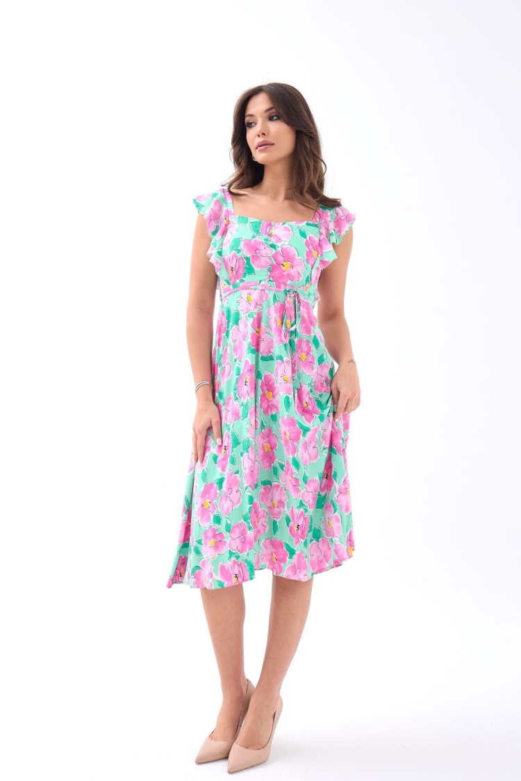 Dress -Rose Pattern - Fame - Globality Store - Women Clothes Wholesale Turkey
