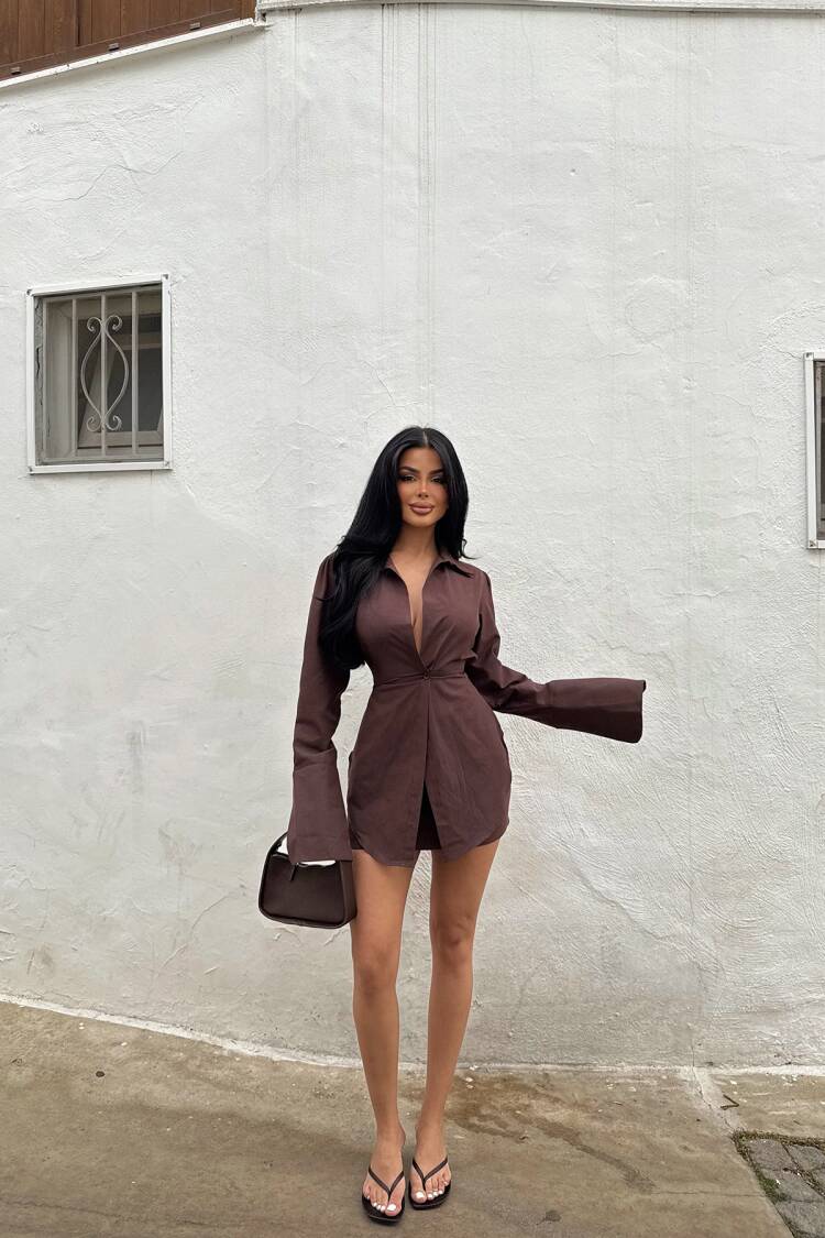 Brown Front Buttoned Shirt