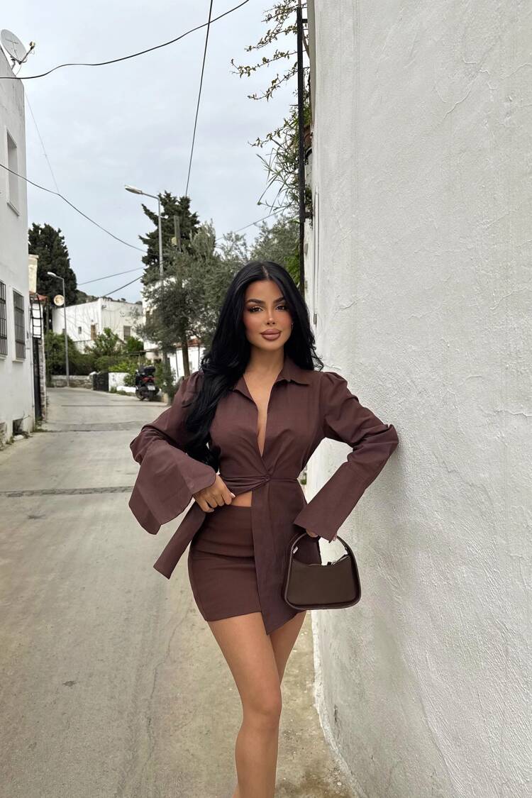 Brown Front Buttoned Shirt