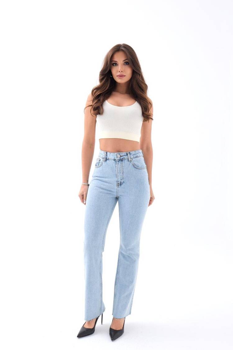 Denim Tall Flare - Blue - Fame - Globality Store - Women Clothes Wholesale Turkey