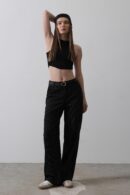 Palazzo Pants With Belt -And White - Reyon - Globality Store - Women Clothes Wholesale Turkey