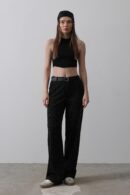 Palazzo Pants With Belt -And White - Reyon - Globality Store - Women Clothes Wholesale Turkey