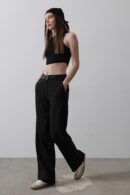 Palazzo Pants With Belt -And White - Reyon - Globality Store - Women Clothes Wholesale Turkey