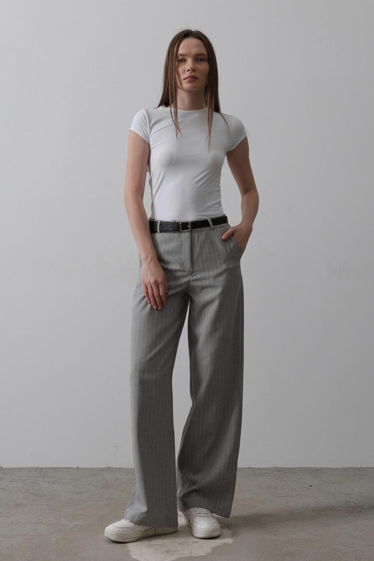 Palazzo Pants With Belt - -white
