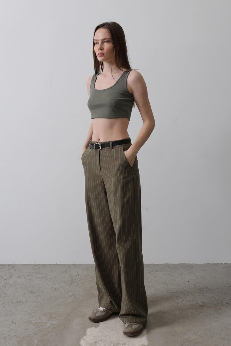 Palazzo Pants With Belt - -white