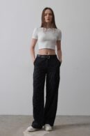 Palazzo Pants With Belt - Navy-white - Reyon - Globality Store - Women Clothes Wholesale Turkey