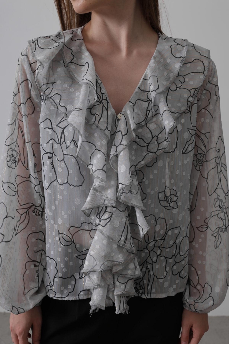 Silvery Ruffle Shirt