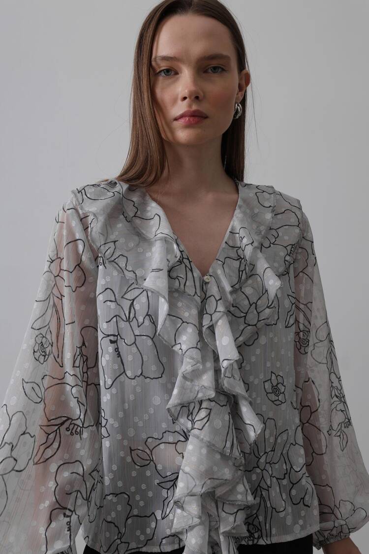 Silvery Ruffle Shirt