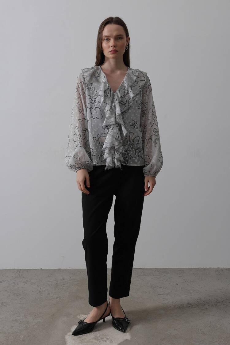 Silvery Ruffle Shirt