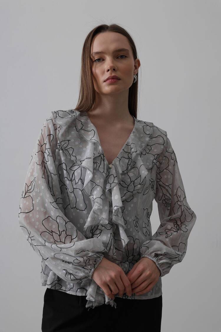 Silvery Ruffle Shirt