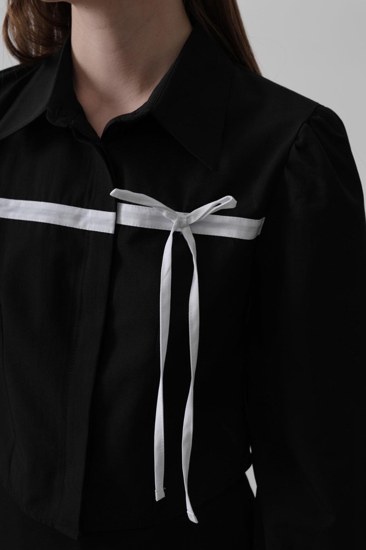 Front Contrast Bow Shirt