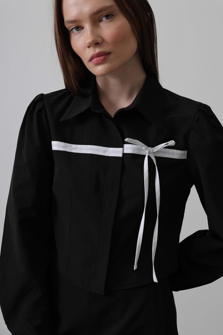 Front Contrast Bow Shirt