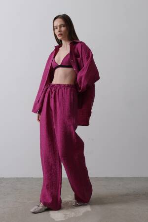 Jacquard Triple Set - Purple - Reyon - Globality Store - Women Clothes Wholesale Turkey
