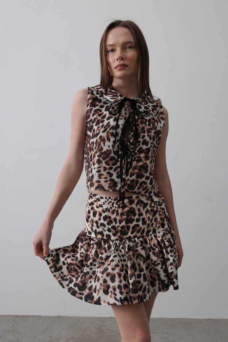 Leopard Print Mini Skirt - Multicolor