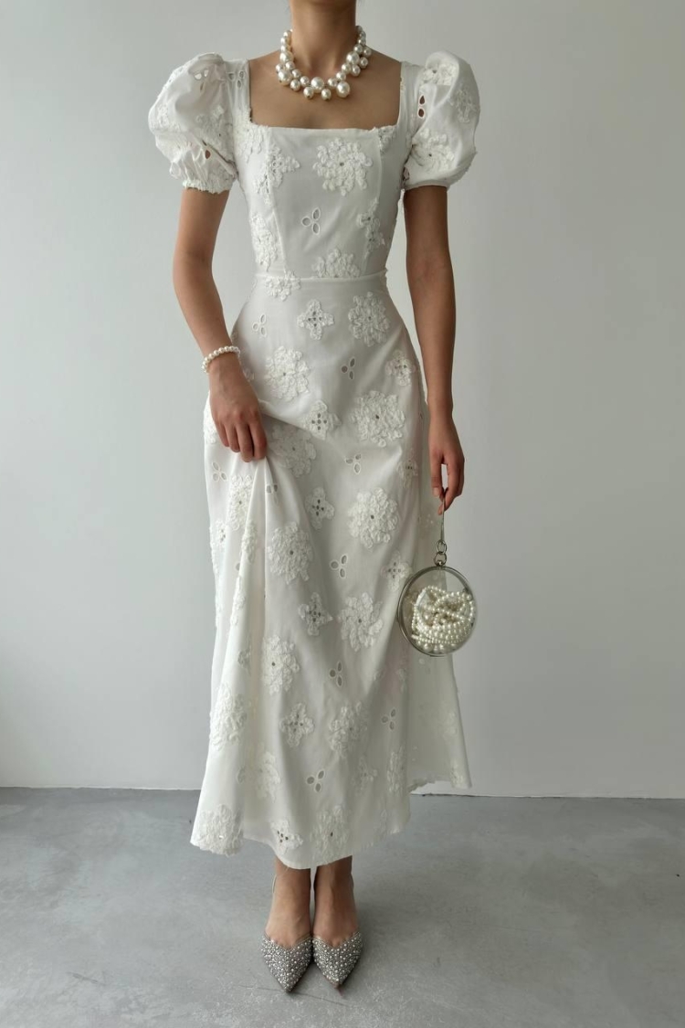 Graph Balloon Sleeve Dress
