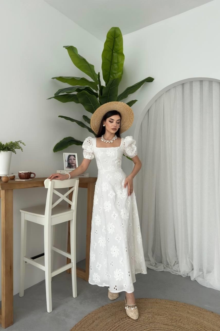 Graph Balloon Sleeve Dress