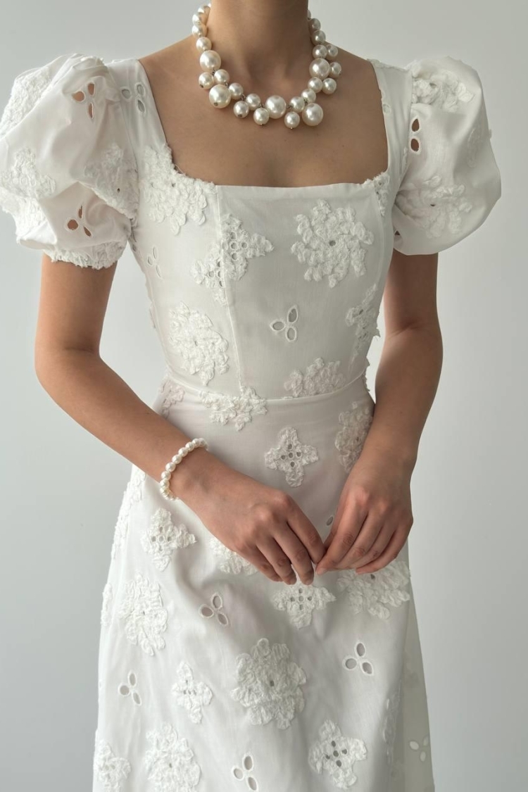 Graph Balloon Sleeve Dress