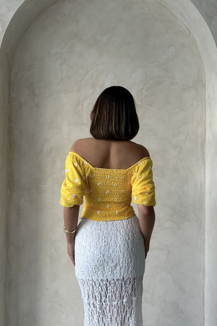 Gipe Detailed Patterned Chiffon Wholesale Blouse