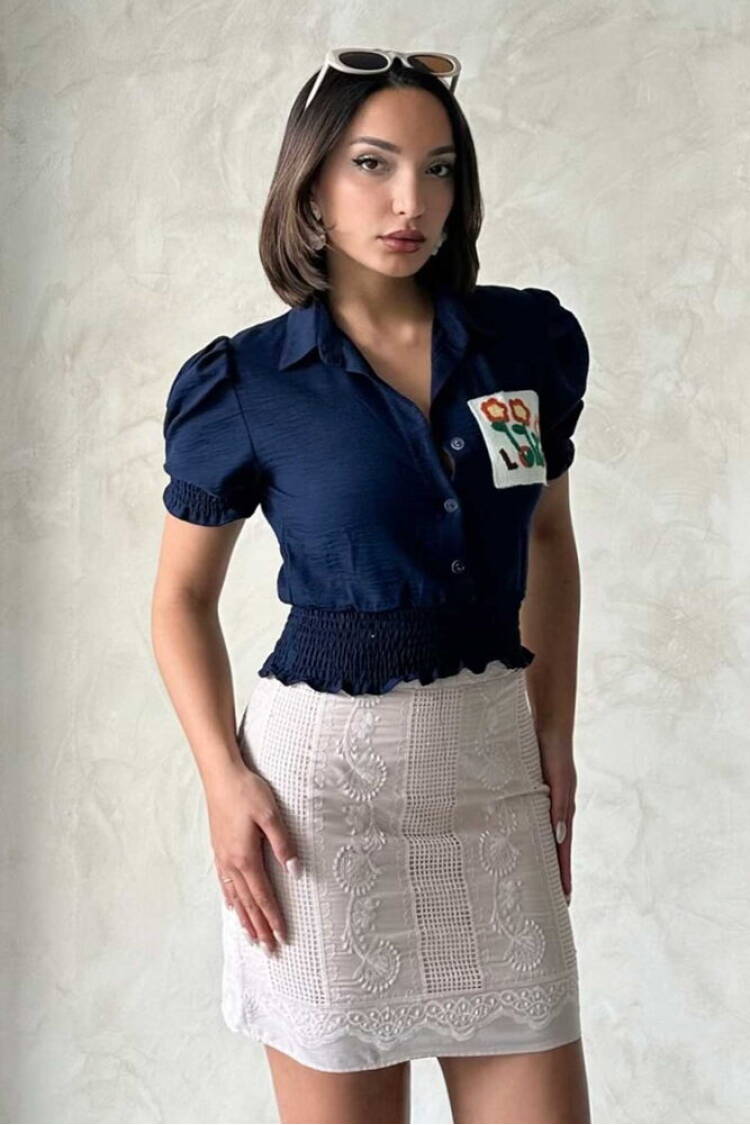 Cap Embroidered Wholesale Shirt - Topshow - Globality Store - Women Clothes Wholesale Turkey
