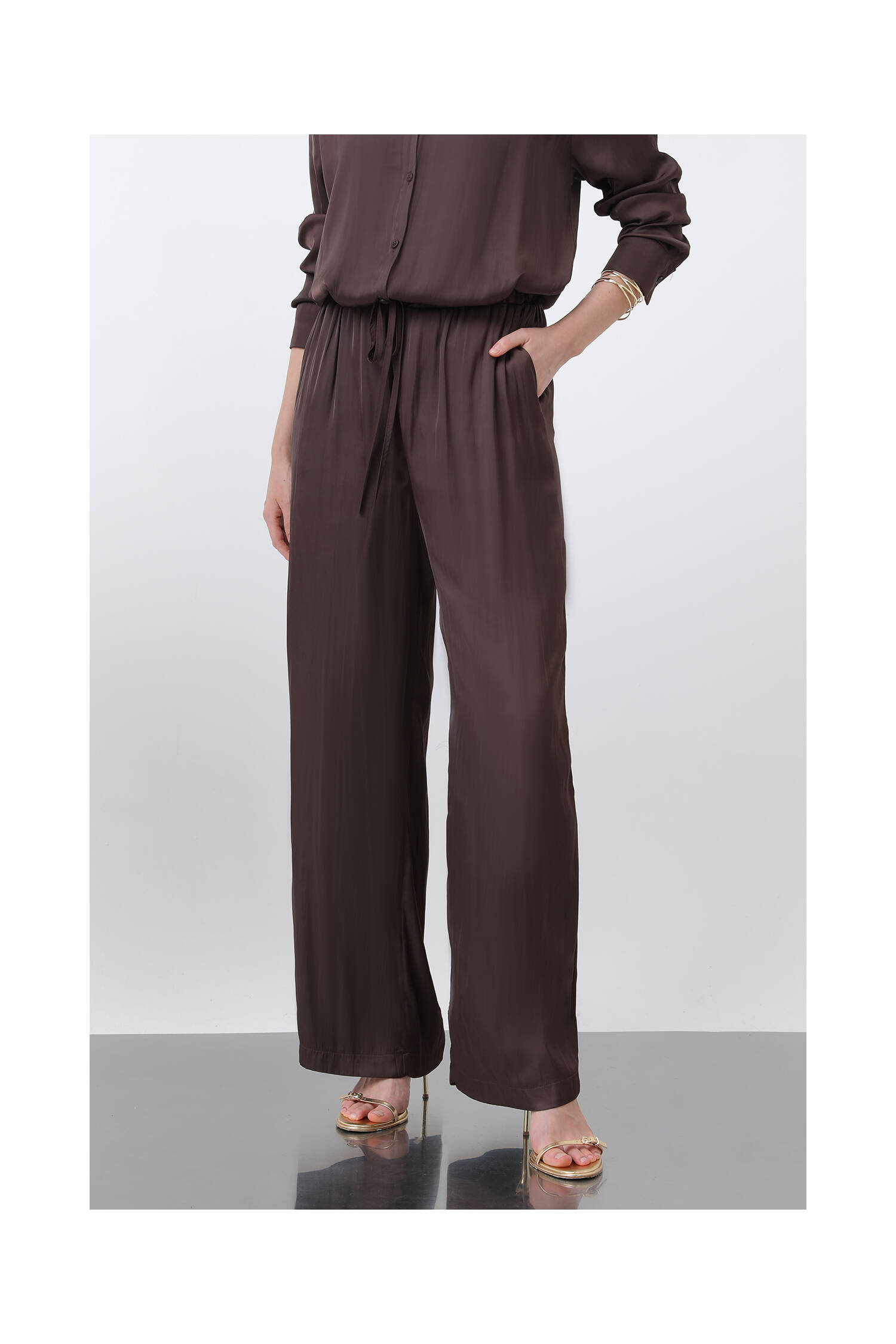 Women's Satin Tie Waist Pants - Brand: SOUL - Women's Clothing Wholesale - Globality Store