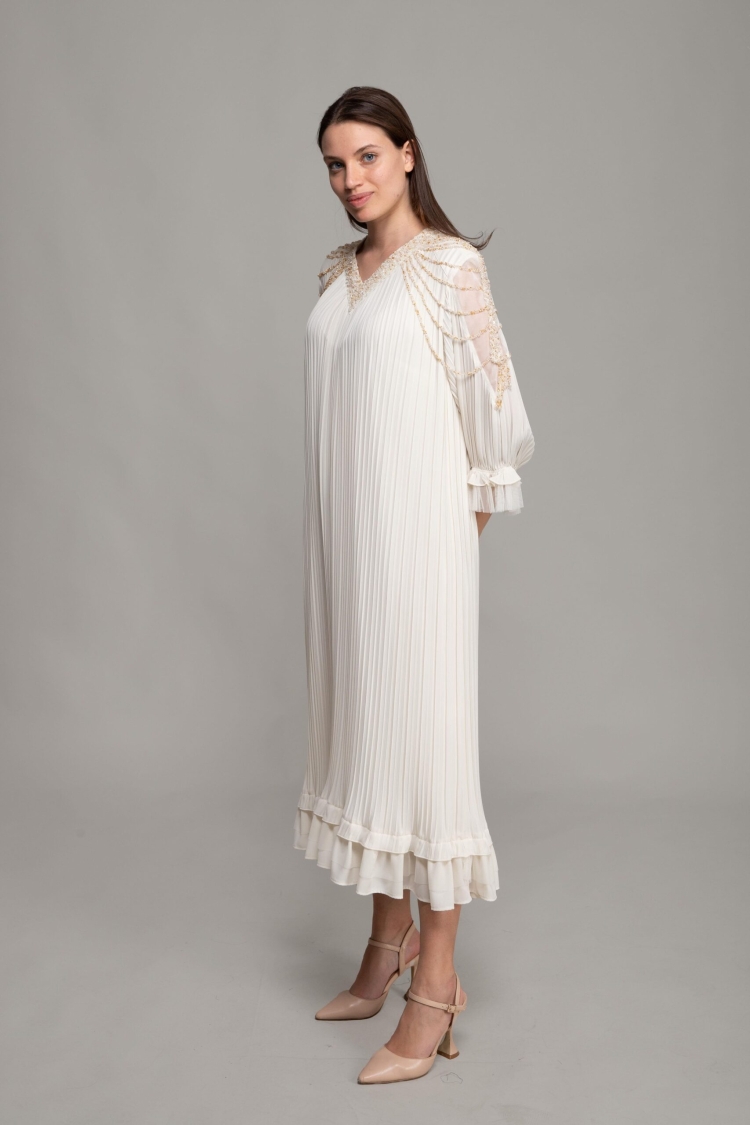 V Neck Venus Pleated Dress