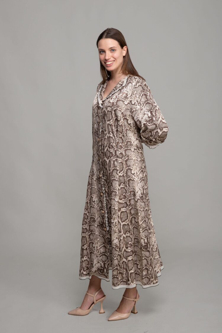 Ruffle Collar Jacquard Empirme Dress
