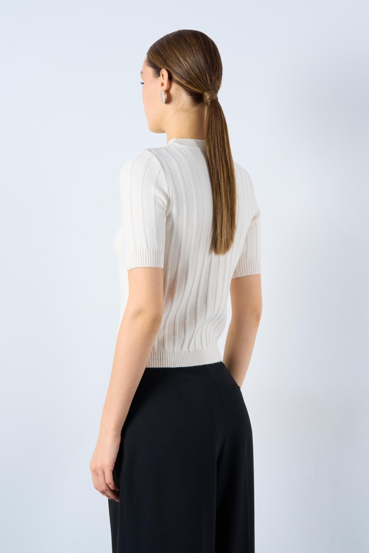 Ribbed Short Sleeve Sweater