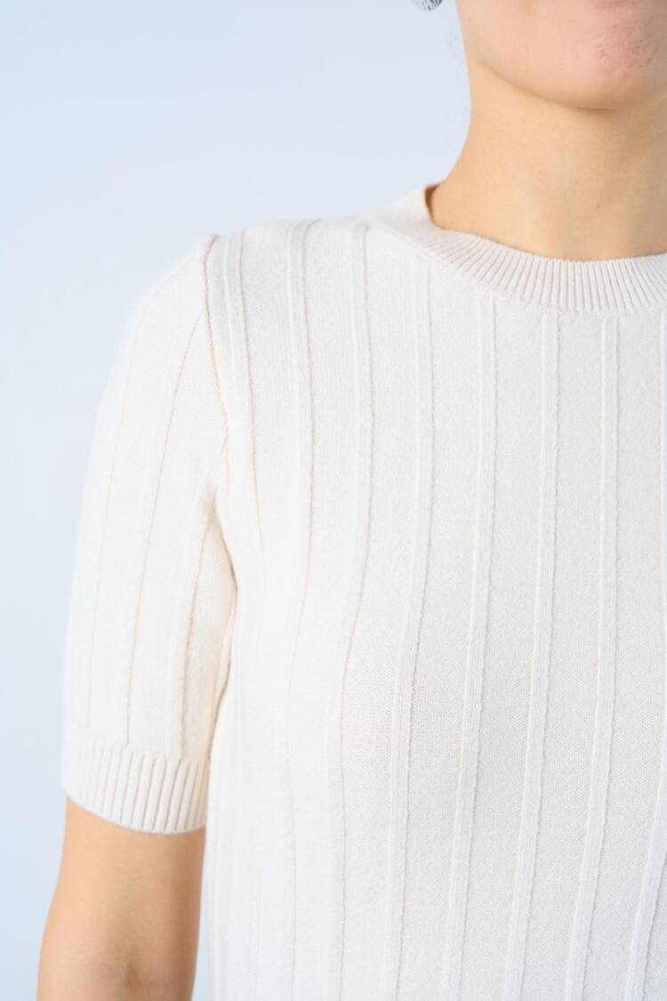 Ribbed Short Sleeve Sweater