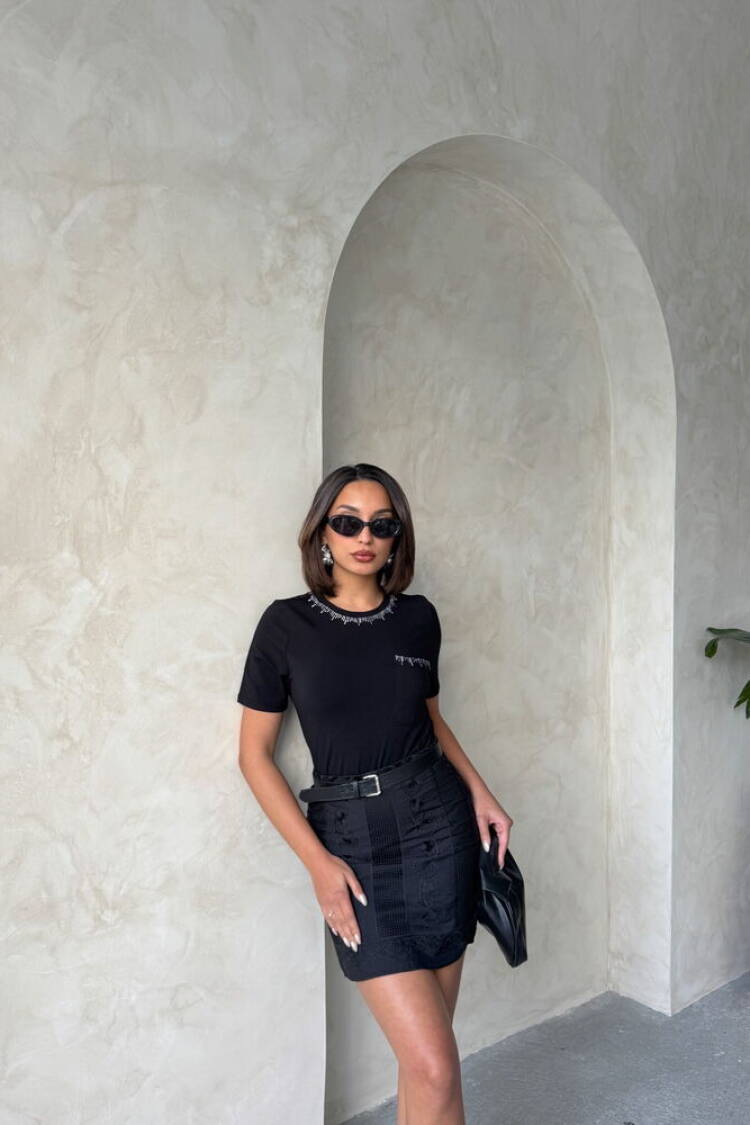 Black Mesh Short Wholesale Skirt