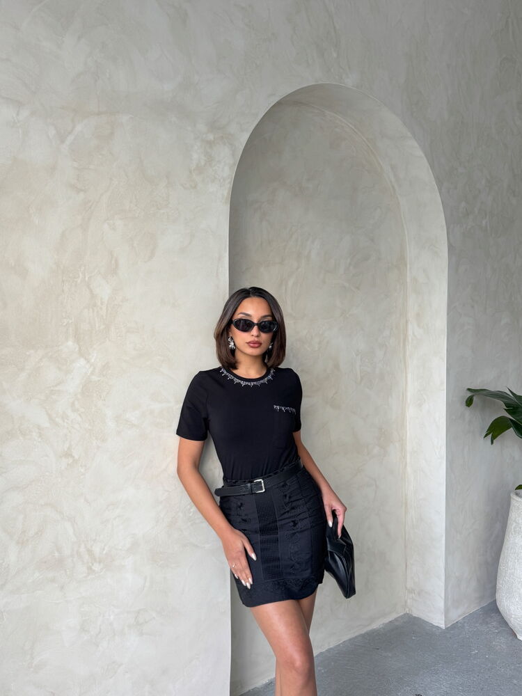 Black Mesh Short Wholesale Skirt