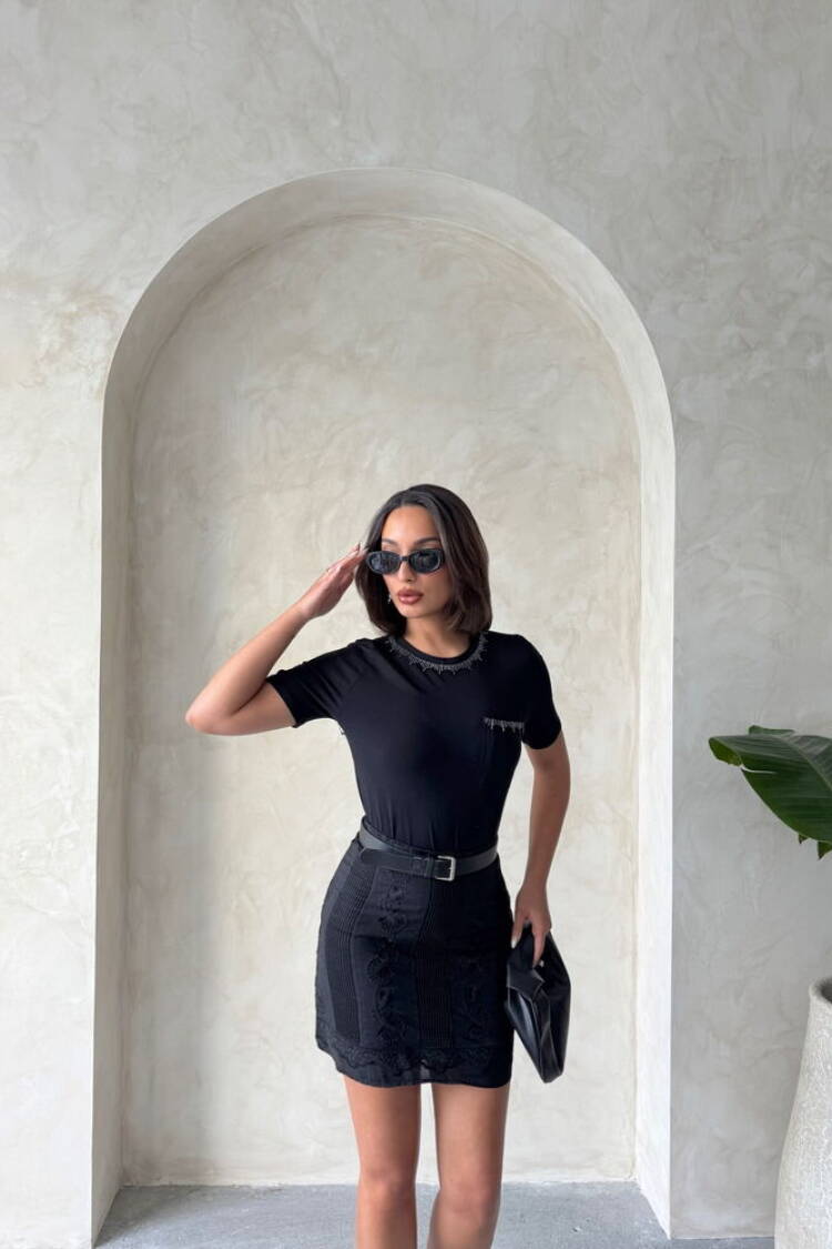 Black Mesh Short Wholesale Skirt