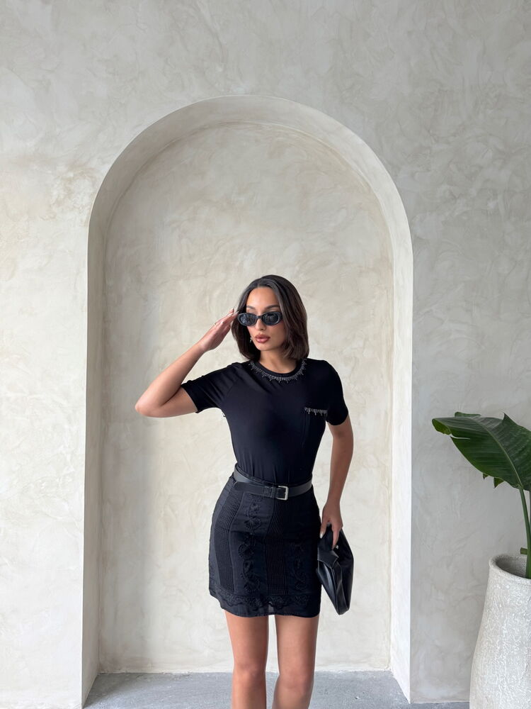 Black Mesh Short Wholesale Skirt