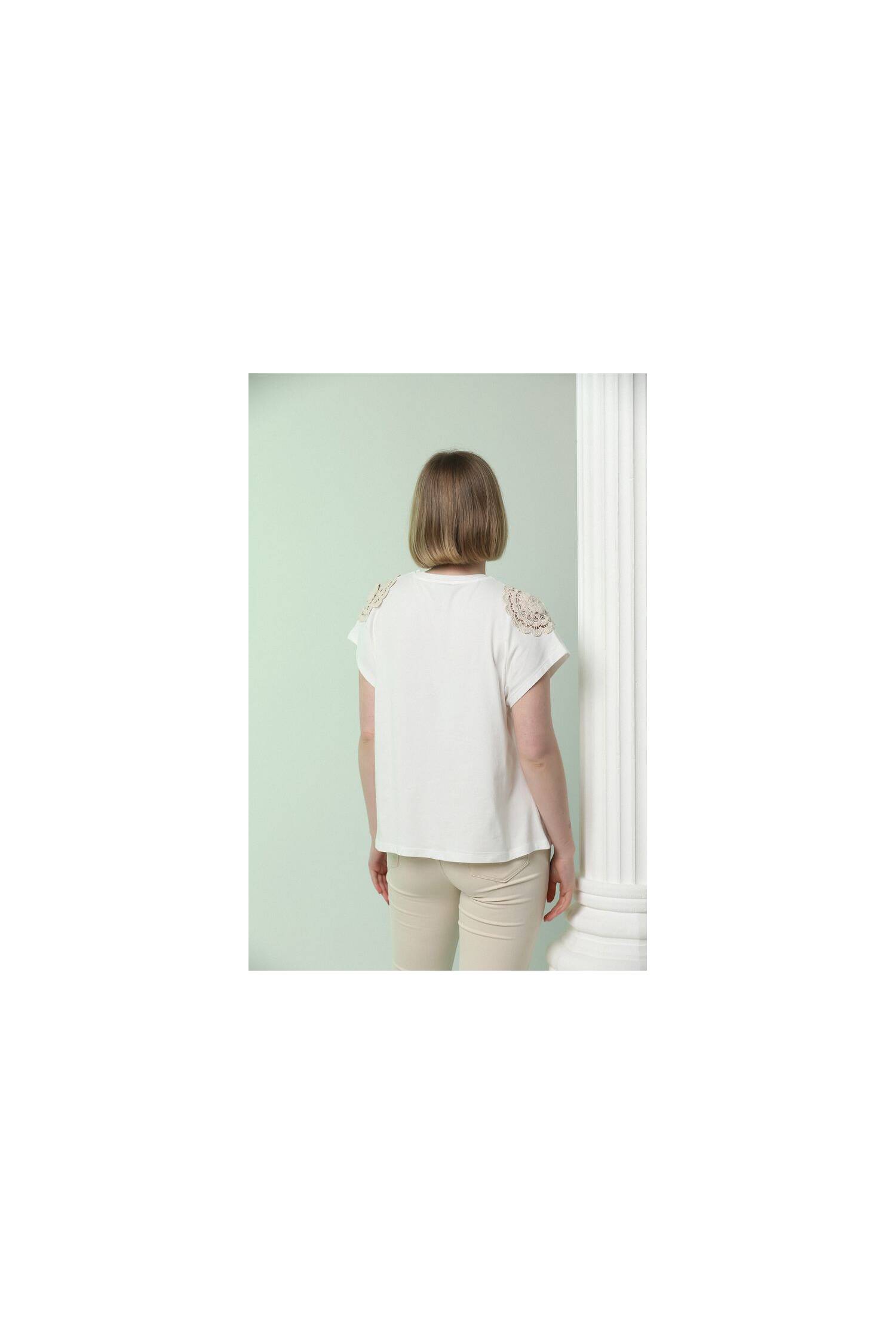 Lace Shoulder T-Shirt - Brand: Topshow - Women's Clothing Wholesale - Globality Store