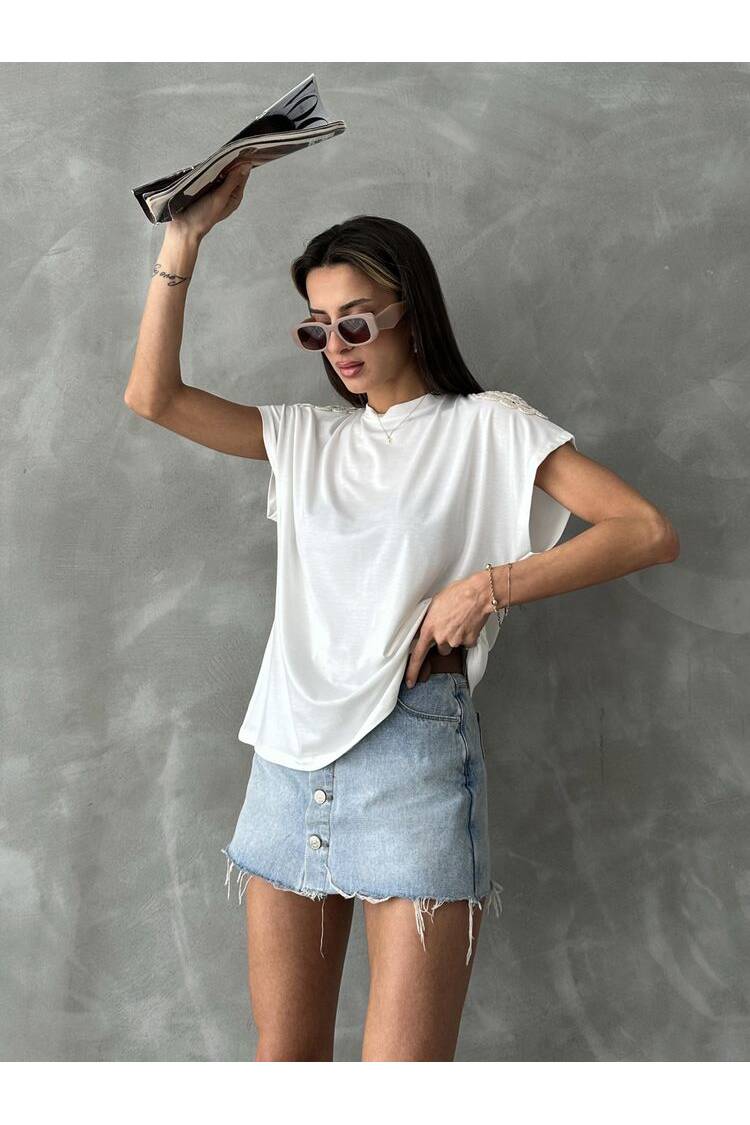 Lace Shoulder T-Shirt
