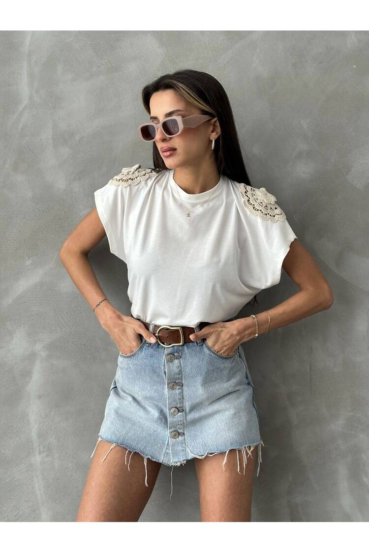 Lace Shoulder T-Shirt