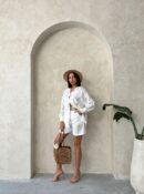 Embroidered Linen Shorts -