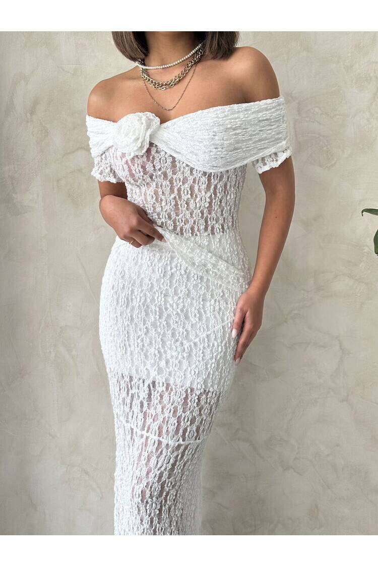 Rose Detailed Lace Wholesale Evening Dress Blouse-| Topshow