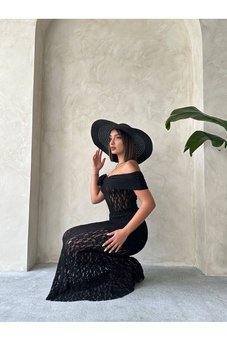 Rose Detailed Lace Wholesale Evening Dress Blouse-| Topshow