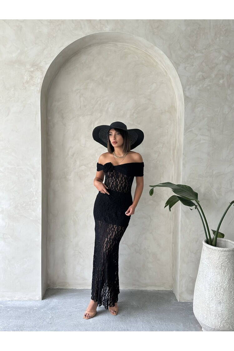 Rose Detailed Lace Wholesale Evening Dress Blouse-| Topshow