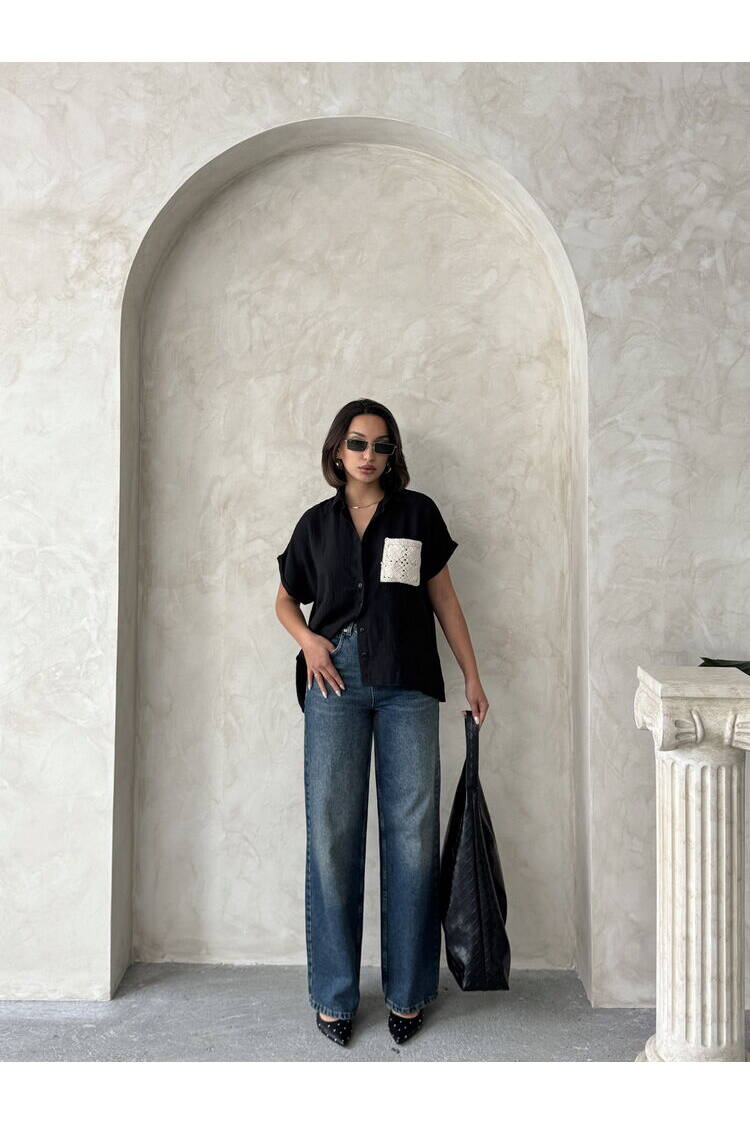 Linen Raw Pocket Applique Pocket Linen Wholesale Shirt