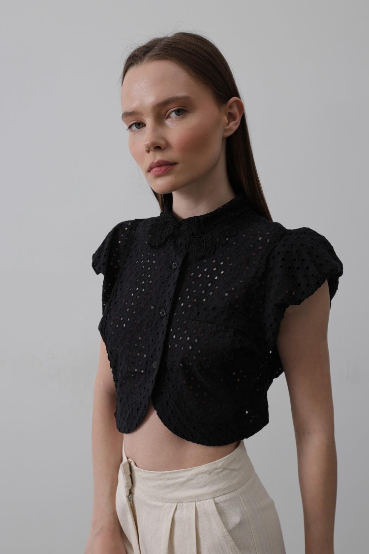 Lace Collar Wadded Blouse