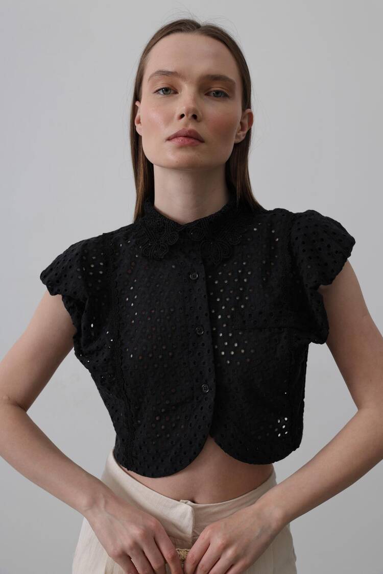 Lace Collar Wadded Blouse