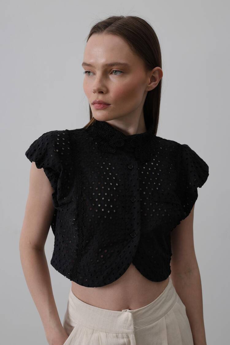 Lace Collar Wadded Blouse