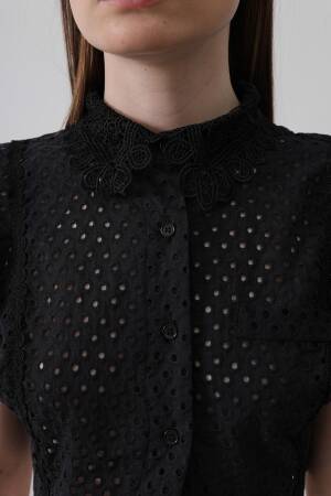 Lace Collar Wadded Blouse - Reyon - Globality Store - Women Clothes Wholesale Turkey